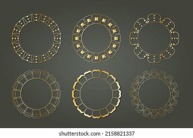 golden circular element luxury royal motif design vector decoration islamic arabian turkish