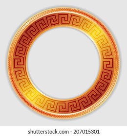 Golden circular frame with decorative ornament