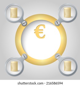 golden circular frame for text and euro symbol
