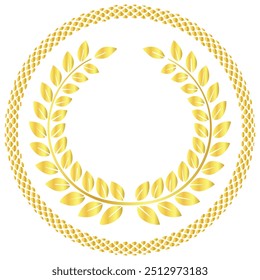 Ein goldenes kreisförmiges Lorbeerblatt in einem Kreisrahmen.