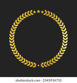 Golden circular laurel foliate and oak wreaths depicting an award, achievement, heraldry, nobility, editable background vector image