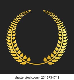 Golden circular laurel foliate and oak wreaths depicting an award, achievement, heraldry, nobility, editable background vector image