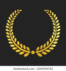 Golden circular laurel foliate and oak wreaths depicting an award, achievement, heraldry, nobility, editable background vector image