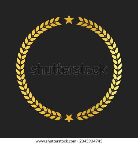 Golden circular laurel foliate and oak wreaths depicting an award, achievement, heraldry, nobility, editable background vector image