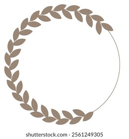 Golden circular laurel olive branche, greek wreath. Gold laurel wreath frame. Laurel wreath of victory icon. A winner award, emblem decoration design, triumph. Heraldic vector design element. Flat