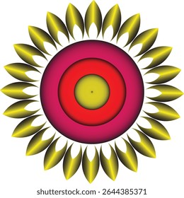 Golden circular mandala design with intricate abstract petals.