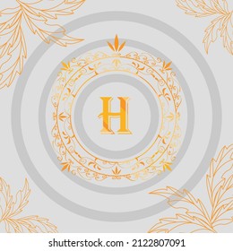 golden circular monogram with h postcard