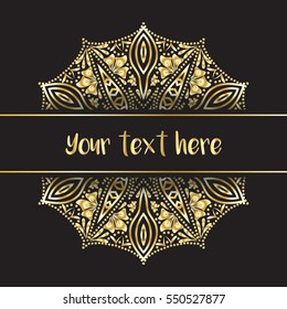 Golden circular ornament with place for text