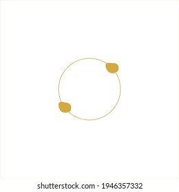 Golden circular outline vector image. Gold doodle grungy circles. Vector round curves. Logo element template. Editable geometric element isolated on white. Metal colors border rings.