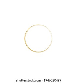 Golden circular outline vector image. Gold doodle grungy circles. Vector round curves. Logo element template. Editable geometric element isolated on white. Metal colors border rings.