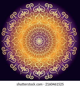 Golden circular pattern on a dark gradient background. Vector image eps  10