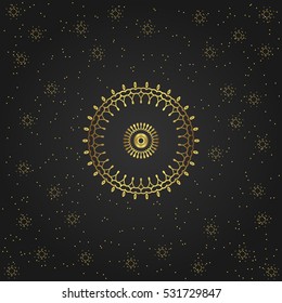 Golden circular shape, creative eastern symbol, luxury ornamental pattern, vector illustration