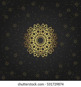 Golden circular shape, creative eastern symbol, luxury ornamental pattern, vector illustration