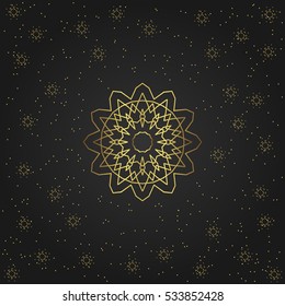 Golden circular shape, creative eastern symbol, luxury ornamental pattern, vector illustration 