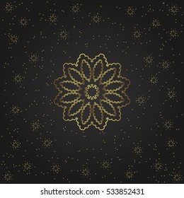 Golden circular shape, creative eastern symbol, luxury ornamental pattern, vector illustration 