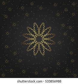 Golden circular shape, creative eastern symbol, luxury ornamental pattern, vector illustration 