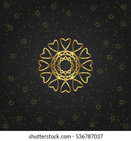 Golden circular shape, creative eastern symbol, luxury ornamental pattern, vector illustration