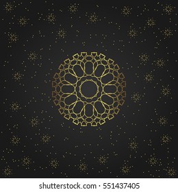 Golden circular shape, creative eastern symbol, luxury ornamental pattern, vector illustration 