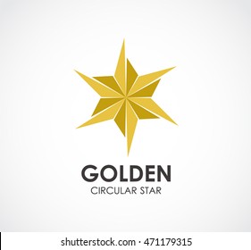 Golden of circular star abstract vector and logo design or template lighting business icon of company identity symbol concept