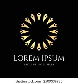 Golden Circular Star Human People for Charity Diversity Community Icon Symbol Design Vector