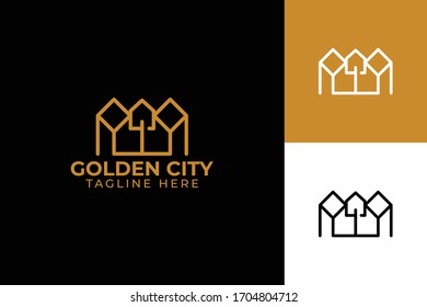golden city logo vector design with line, simple, and modern styles