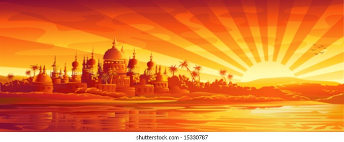 Golden city under golden sky (several other versions of this image are in my gallery)