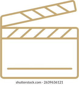 Golden clapperboard icon filmmaking movie production video