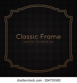 Golden classic frame, border on textured seamless background. Vector illustration