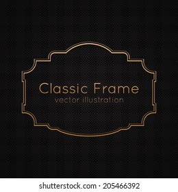 Golden classic frame, border on textured seamless background. Vector illustration