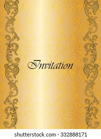 Golden classic Invitation with ornaments. Vector