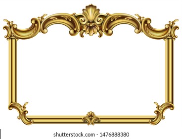 Golden classic rococo baroque frame. Vector graphics. Luxury frame for painting or postcard cover