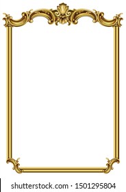 Golden classic rococo baroque frame. Vector graphics. Luxury frame for painting or postcard cover