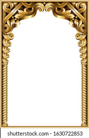 Golden classic rococo baroque frame. Vector graphics. Luxury frame for painting or postcard cover