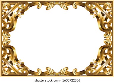 Golden classic rococo baroque frame. Vector graphics. Luxury frame for painting or postcard cover