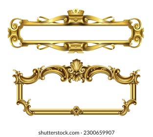 Golden classic rococo baroque frame. Vector graphics. Luxury frame for painting or postcard cover