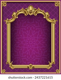 Golden classic rococo baroque frame. Vector graphics. Luxury frame for painting or postcard cover