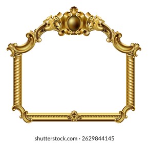 Goldener klassischer Rokoko-Barockrahmen. Vektorgrafiken. Luxusrahmen für Malerei oder Postkartenabdeckung