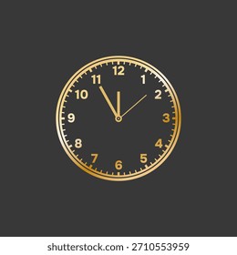 Golden clock icon. Festive time for merry christmas and new year.