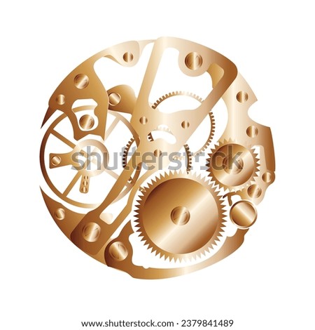 golden clock mechanism vector. watch parts isolated on white background. gold. vector illustration