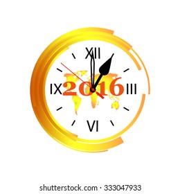 Golden clock on white background.