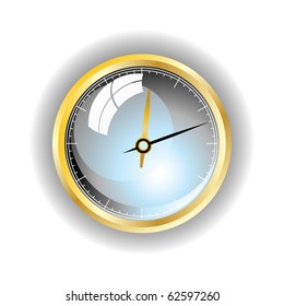Golden clock on a white background