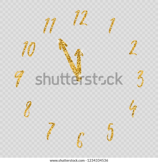 golden clock vector printable design glitter stock vector royalty free 1234334536