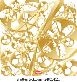 golden clock work of business with cogwheels isolated on white background vector