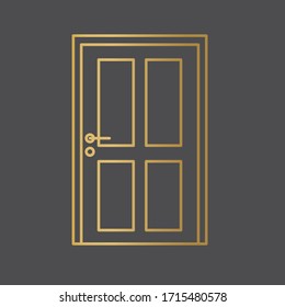 golden closed door icon- vector illustration