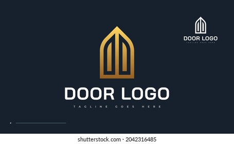 Golden Closed Door Logo Design. Door Property Logo