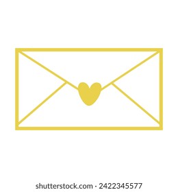 Golden Closed Envelope With A Heart Seal Icon