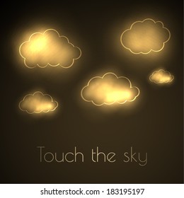 Golden clouds background. Vector eps10.