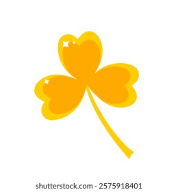 Golden clover icon. Symbol of luck, fortune. Shamrock. Flat illustration isolated on white background.