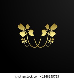 golden clover symbol has mean beauty, strong, women, brave. it can use for adventure, business, saloon, and fashion logo company.