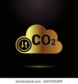 Golden CO2 Cloud and Arrows ilustrando a tecnologia de captura de carbono para redução de emissões em um futuro sustentável